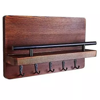 Деревянный настенный держатель ключей с 5 крючками, настенный держатель ключей, почтовый держатель, настенный держатель ключей, деревянный настенный держатель для почты, настенный декоративный держатель ключей, деревянная почта A001