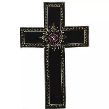 Деревянный настенный крест Вечность : Расписанная вручную табличка из мангового дерева, большая, черная чёрный