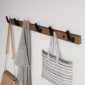 Деревянный настенный крючок, белый, черный, алюминиевый, креативный, 3, 4, 5, 6 рядов, крючки для ванной, кухни, двери, декоративное пальто, полотенце, держатель для ключей, вешалка