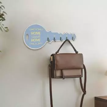 Деревянный настенный крючок для ключей, прочный винтажный ключ, шляпа, одежда, зонт, сумка, вешалка, органайзер, настенный знак в форме ключа, украшение для прихожей в доме и офисе, орнамент белый