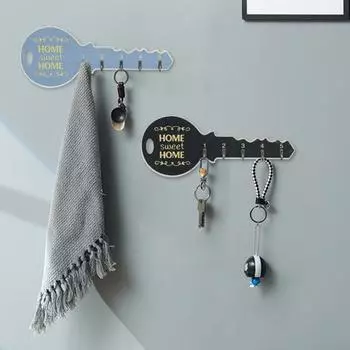 Деревянный настенный крючок для ключей, прочный винтажный ключ, шляпа, одежда, зонт, сумка, вешалка, органайзер, настенный знак в форме ключа, украшение для прихожей в доме и офисе, орнамент серый