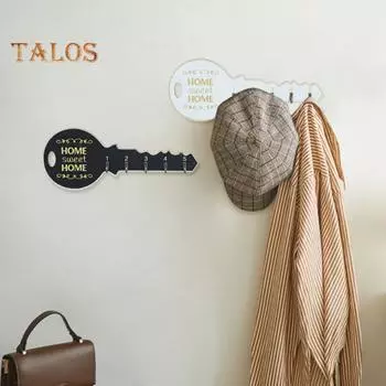 Деревянный настенный крючок для ключей, прочный винтажный ключ, шляпа, одежда, зонт, сумка, вешалка, органайзер, настенный знак в форме ключа, украшение для прихожей в доме и офисе, орнамент серый
