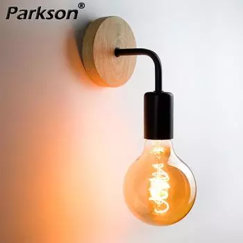 Деревянный настенный светильник, винтажный бра, настенный светильник, E27, 110 В, 220 В, прикроватная ретро лампа, промышленный декор, столовая, спальня, свет