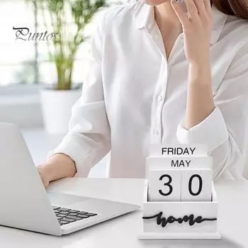 Деревянный настольный календарь, блок, вечный календарь, домашний офис, настольный декор, мини-календарь, подарок для семьи, друзей, детей белый