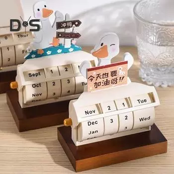 Деревянный настольный календарь, многофункциональный вращающийся вечный календарь, простая настройка, вращающийся колесный календарь для домашнего офиса, школы, декора A