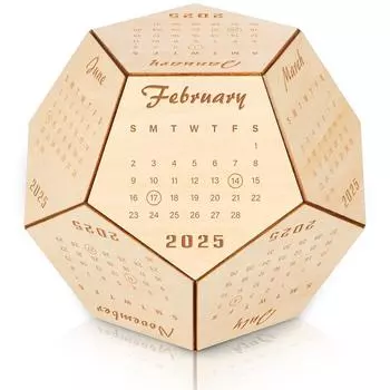 Деревянный настольный календарь с игральными костями. Креативное украшение стола, сочетающее в себе винтажную эстетику и практическую функциональность. One Size