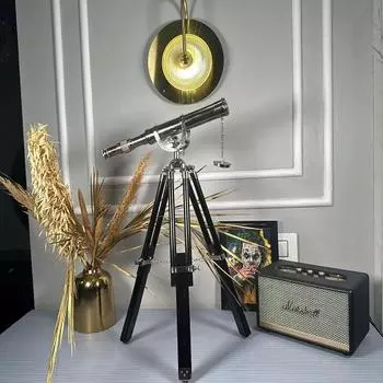 Деревянный настольный телескоп серебристо-черного цвета, морская коллекция, рабочий морской офисный декор, дисплей