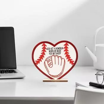 Деревянный настольный знак для бейсбола Yousheng «Бог сделал хоумран, когда ты стал моим папой», украшение для рабочего стола в домашнем офисе, рождественский подарок на День отца красный