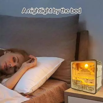 Деревянный ночник 3D головоломка прикроватные украшения DIY сборка 3D лампа Vision настольное украшение подарок для взрослых детей день рождения Рождество