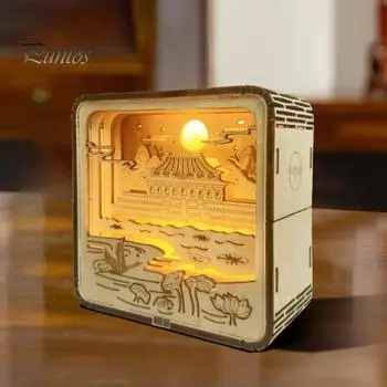 Деревянный ночник 3D головоломка прикроватные украшения DIY сборка 3D лампа Vision настольное украшение подарок для взрослых детей день рождения Рождество