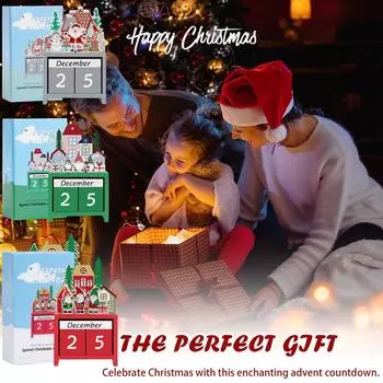 Деревянный обратный отсчет, Рождественский календарь, CreativeHome Furnishings, Деревянные рождественские украшения, Орнаменты, Домашняя мебель One Size зелёный