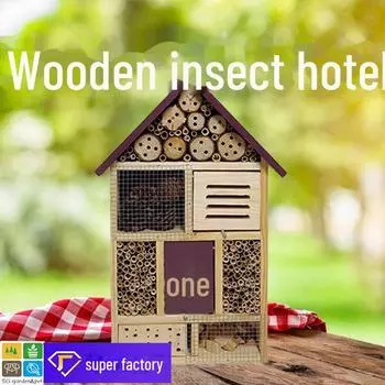 Деревянный отель для насекомых и среда обитания бабочек — экологически чистый дом для пчел и насекомых на открытом воздухе 25.7*12*46.7cm