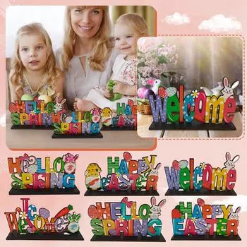 Деревянный Пасхальный Кролик Милый Стиль Домашние Украшения Декоративные Ремесла One Size