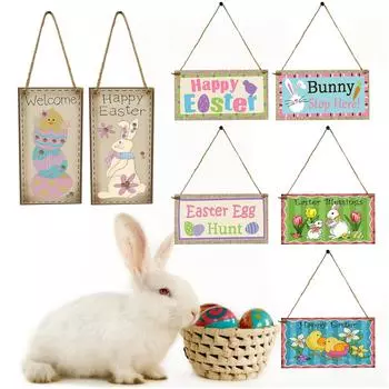 Деревянный Пасхальный Кролик Милый Стиль Партии Ремесел Деревянные Подвесные Украшения One Size