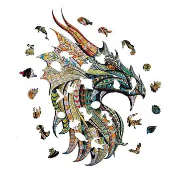 Деревянный пазл-головоломка Развивающие игрушки Животные Синие 23x33 см 180 Лучший подарок для молодежи и уникальная форма головоломка головоломка, форма, дракон, (9x13 дюймов),