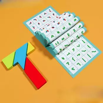 Деревянный пазл-головоломка «Танграм» с буквой «Т», четыре танграма, учебные пособия для учащихся, 100 иллюстрированных классических развивающих игрушек для детей 6 лет