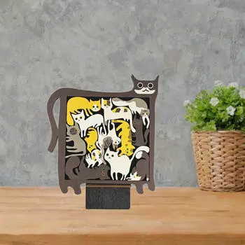 Деревянный пазл Интерактивная игра Подарки с животными Раннее развитие Котенок