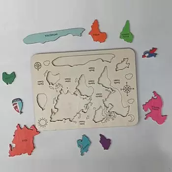 Деревянный пазл Красочный континент Образовательная детская география