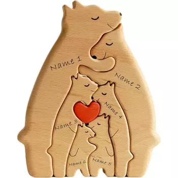 Деревянный пазл Мать и ребенок Медведь Набор Украшение для творчества Сделай сам Подарок на День матери Style A