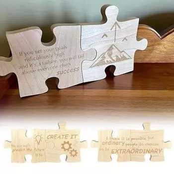 Деревянный пазл, рождественский пазл, украшение с вдохновляющими цитатами, настольный пазл, декоративный подарок для друзей, членов команды, семьи A