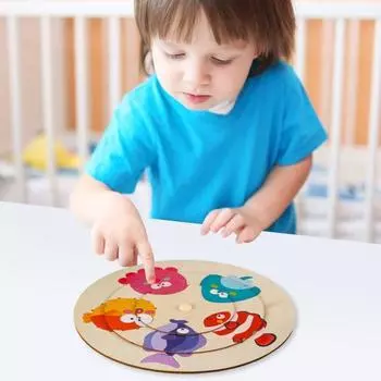 Деревянный пазл с животными, игрушка-диск, мультяшный динозавр, морское животное, обучение, малыши, мальчики, девочки Dinosaur