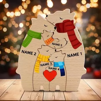 Деревянный пазл «Семейный медведь» с шарфом, фигурки животных для всей семьи, семейный декор для дома, семейный памятный подарок для родителей, подарок на День матери