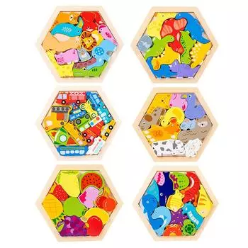 Деревянный пазл TOMMYFIELD Inset Animal Fruit Car Puzzle Set из 6 штук