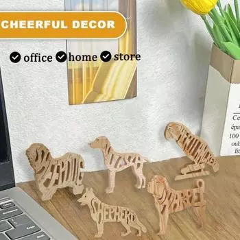 Деревянный пазл в виде животного, 3D-образный пазл, украшение в виде животного, стоящая фигурка-пазл в виде животного для спальни, гостиной, любителям собак, подарок G