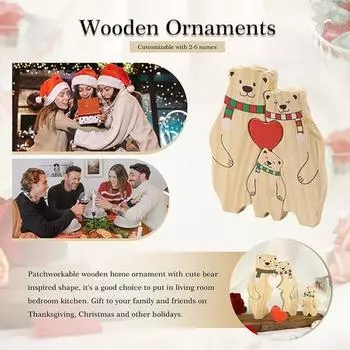 Деревянный пазл Yousheng «Семейный медведь», персонализированный сувенир на память о медведе, настольное украшение, пазл «Семейный медведь», подарок для мамы, папы, на День матери, на День отца A