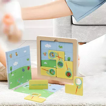 Деревянный пазл Животные Дошкольное обучение Образовательные Монтессори Игрушки Интеллект для