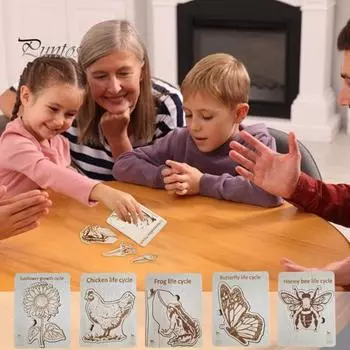 Деревянный пазл «Жизненный цикл», многослойный пазл «Животные, насекомые, рост растений», пазл для дошкольников, развивающие игрушки для детей, мальчиков и девочек Butterfly