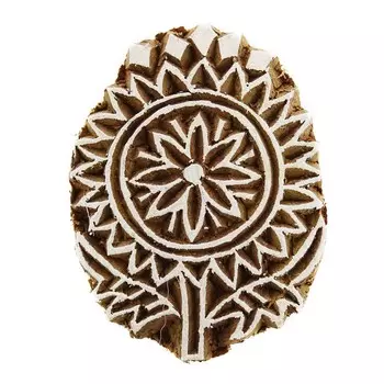 Деревянный печатный блок Цветочный текстильный ручной резной принтер Индийская марка 2.2 L X 1.7 Inches коричневый