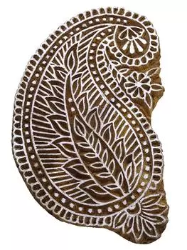 Деревянный печатный блок Пейсли Штамп Поттер Текстильный Штамп Принтер Штамп 4.2 x 2.5 Inches