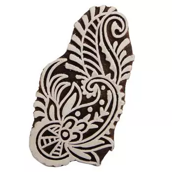 Деревянный Печатный Блок Штамп Цветочный Дизайн Текстильной Ткани Печать Одежды 3.2 x 1.8 Inches коричневый