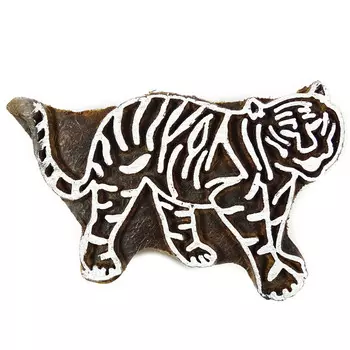 Деревянный печатный блок Тигровый текстильный деревянный ручной штамп для художественного принтера 1.7 x 2.5 Inches