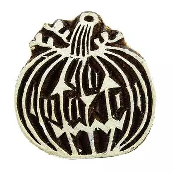 Деревянный печатный блок Тыква Дизайн Текстильная керамика Принтер Индийская марка 1.6 x 1.6 Inches