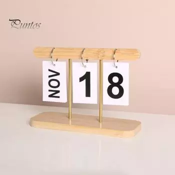Деревянный переворачивающийся календарь, большой цифровой дисплей, декор для домашнего офиса, стоящий многоразовый вечный настольный ежедневный календарь, реквизит для фотографий