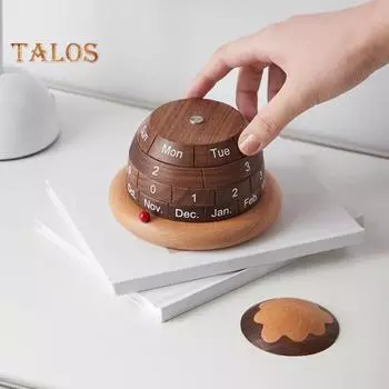 Деревянный планетарный вечный настольный календарь с прочным основанием, дата, неделя, месяц, домашний офис, спальня, вращающийся календарь, украшение для рабочего стола