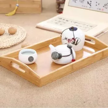 Деревянный поднос 1 шт. бамбуковый поднос резной чайный поднос подставка для посуды фрукты хлеб десерт чай еда поднос с ручкой 35*22*5
