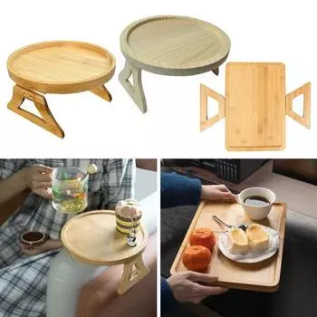 Деревянный поднос для дивана, универсальный приставной столик для дивана, нескользящий поднос для дивана A