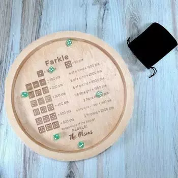 Деревянный поднос для игральных костей Farkle с 6 зелеными игральными костями, игральные пластины, украшения, деревянный поднос для игральных костей, домашний декор 30cm