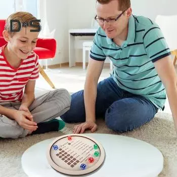 Деревянный поднос для игральных костей Farkle с 6 кубиками для взрослых, семейных вечеринок, обучающих многопользовательских интерактивных классических игральных костей 18*18cm