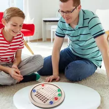 Деревянный поднос для игральных костей Farkle с 6 кубиками для взрослых, семейных вечеринок, обучающих многопользовательских интерактивных классических игральных костей 18*18cm