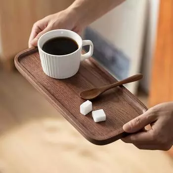 Деревянный поднос для подачи еды Подносы для подачи Хранение еды Кофе Десерт Фрукты Закуски Десерты Напитки Завтрак Кухня Сладости Главная
