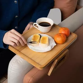 Деревянный поднос для подлокотника дивана, универсальный приставной столик для дивана, нескользящий поднос для дивана с приподнятыми краями для напитков и закусок A
