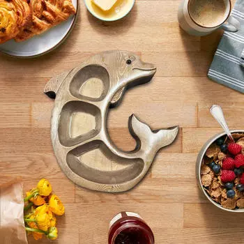 Деревянный поднос для сервировки с разделителями в форме дельфина, блюдо для закусок для печенья Style A