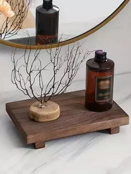 Деревянный поднос для туалетного столика, поднос для органайзера на столешницу в ванной, ручная работа с натуральным узором, подходит для домашнего декора, Рождества 23*15*3.8cm