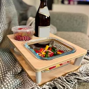Деревянный поднос для закусок с подстаканником, гладкий край, без заусенцев, большая емкость, широко используемый напиток серый