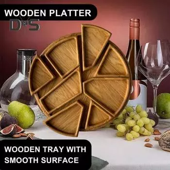 Деревянный поднос для закусок, сервировочное блюдо для закусок, поднос для десертов, круглая декоративная доска для колбасных изделий A