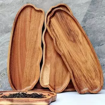 Деревянный поднос, поднос для закусок, поднос для завтрака, поднос для деликатесов, поднос для сыра, поднос для десерта, поднос для туалетного столика для завтрака в ванной, журнальный столик, для дома, столовой 1 Piece - Long Oval Irregular Shaped Tray